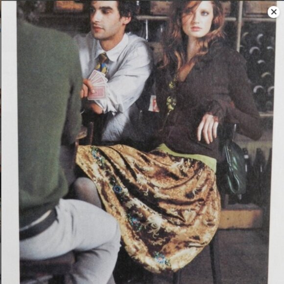 Anthropologie Golden Age Skirt by Snak Gold Brocade Sequin Floral Hem Size 6 - Picture 3 of 15